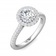 FlyerFit® 18K White Gold Micropave Halo Engagement Ring