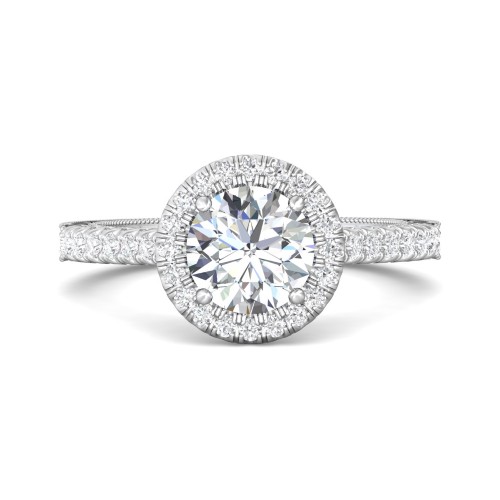 FlyerFit&reg; 18K White Gold Vintage Engagement Ring