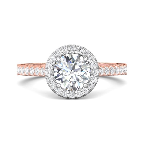 FlyerFit&reg; 14K Pink Gold Shank And White Gold Top Vintage Engagement Ring