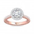FlyerFit® 18K Pink Gold Shank And White Gold Top Vintage Engagement Ring