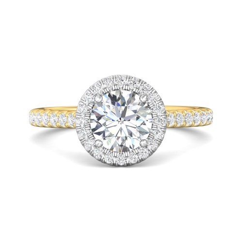 FlyerFit&reg; 14K Yellow and 14K White Gold Micropave Halo Engagement Ring
