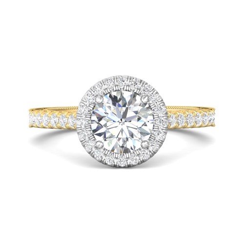 FlyerFit&reg; 18K Yellow Gold Shank And White Gold Top Vintage Engagement Ring
