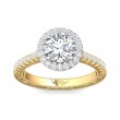 FlyerFit® 18K Yellow Gold Shank And White Gold Top Vintage Engagement Ring