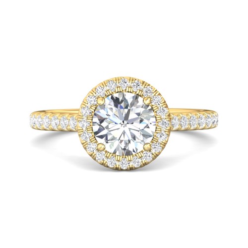 FlyerFit&reg; 18K Yellow Gold Micropave Halo Engagement Ring
