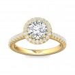FlyerFit® 18K Yellow Gold Micropave Halo Engagement Ring