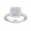 FlyerFit® Platinum Micropave Halo Engagement Ring