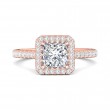 FlyerFit® 18K Pink Gold Micropave Halo Engagement Ring