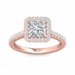 FlyerFit® 18K Pink Gold Micropave Halo Engagement Ring