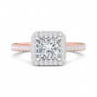 FlyerFit® 14K Pink Gold Shank And White Gold Top Micropave Halo Engagement Ring