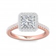 FlyerFit® 14K Pink Gold Shank And White Gold Top Micropave Halo Engagement Ring