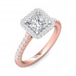 FlyerFit® 14K Pink Gold Shank And White Gold Top Micropave Halo Engagement Ring