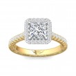 FlyerFit® 18K Yellow Gold Shank And White Gold Top Vintage Engagement Ring