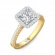 FlyerFit® 18K Yellow Gold Shank And White Gold Top Vintage Engagement Ring