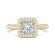 FlyerFit® 14K Yellow Gold Micropave Halo Engagement Ring