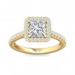 FlyerFit® 14K Yellow Gold Micropave Halo Engagement Ring
