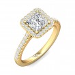 FlyerFit® 14K Yellow Gold Micropave Halo Engagement Ring