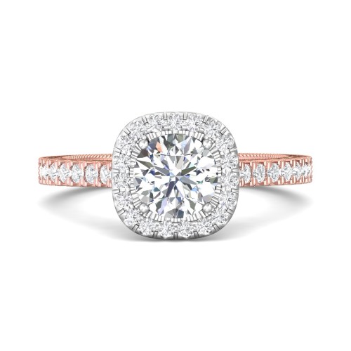 FlyerFit&reg; 14K Pink Gold Shank And White Gold Top Vintage Engagement Ring