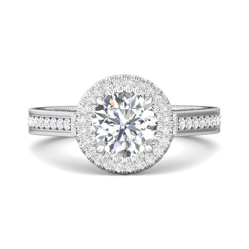 FlyerFit&reg; 14K White Gold Vintage Engagement Ring