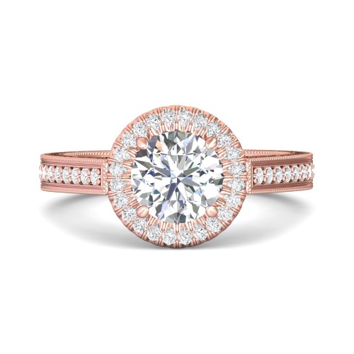 FlyerFit&reg; 14K Pink Gold Vintage Engagement Ring