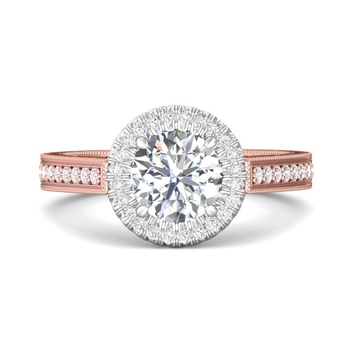 FlyerFit&reg; 14K Pink Gold Shank And White Gold Top Vintage Engagement Ring