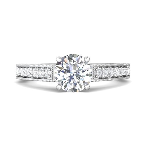 FlyerFit&reg; 18K White Gold Micropave Engagement Ring