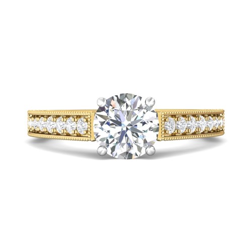 FlyerFit&reg; 14K Yellow and 14K White Gold Micropave Engagement Ring