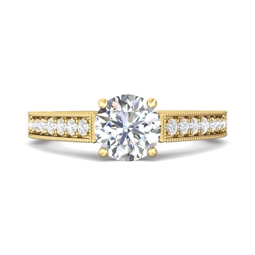 FlyerFit&reg; 18K Yellow Gold Micropave Engagement Ring