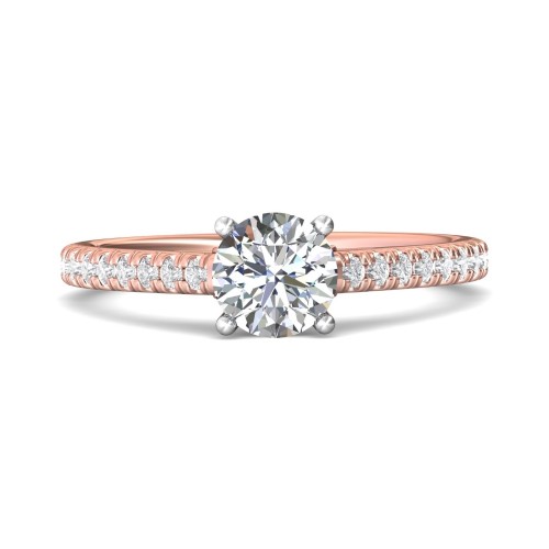 FlyerFit&reg; 18K Pink Gold Shank And White Gold Top Micropave Engagement Ring