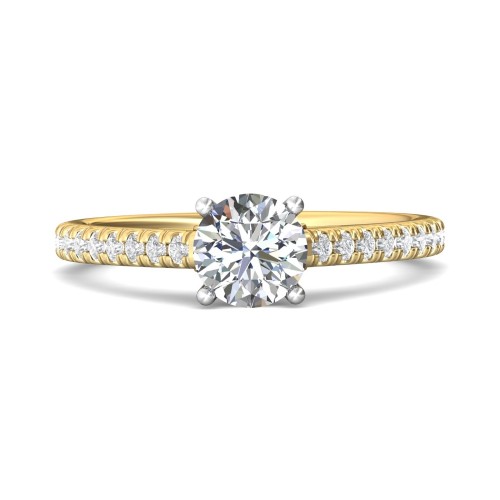 FlyerFit&reg; 18K Yellow Gold Shank And White Gold Top Micropave Engagement Ring