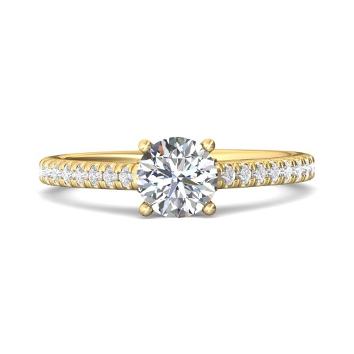 FlyerFit&reg; 14K Yellow Gold Micropave Engagement Ring