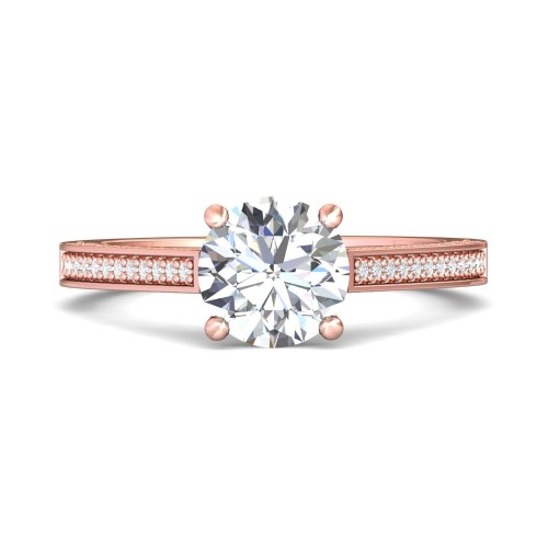 FlyerFit&reg; 18K Pink Gold Micropave Engagement Ring