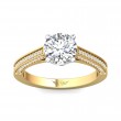 FlyerFit® 18K Yellow Gold Shank And White Gold Top Micropave Engagement Ring