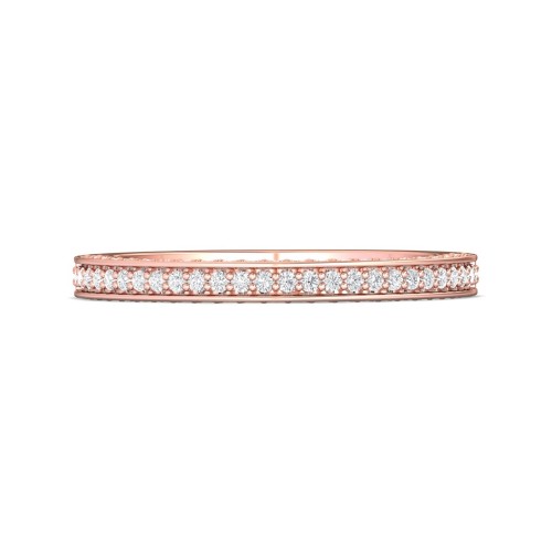FlyerFit&reg; 14K Pink Gold Micropave Bead Set Wedding Band