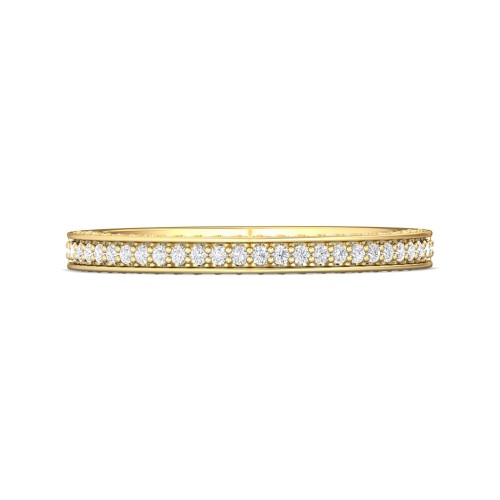 FlyerFit&reg; 18K Yellow Gold Micropave Bead Set Wedding Band
