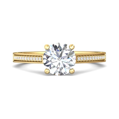 FlyerFit&reg; 14K Yellow Gold Micropave Engagement Ring