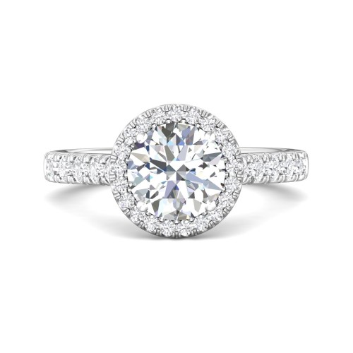 FlyerFit&reg; Platinum Micropave Halo Engagement Ring