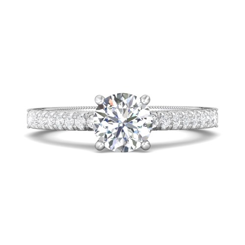 FlyerFit&reg; 18K White Gold Vintage Engagement Ring