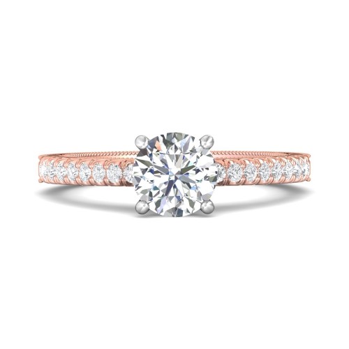 FlyerFit&reg; 14K Pink Gold Shank And White Gold Top Vintage Engagement Ring