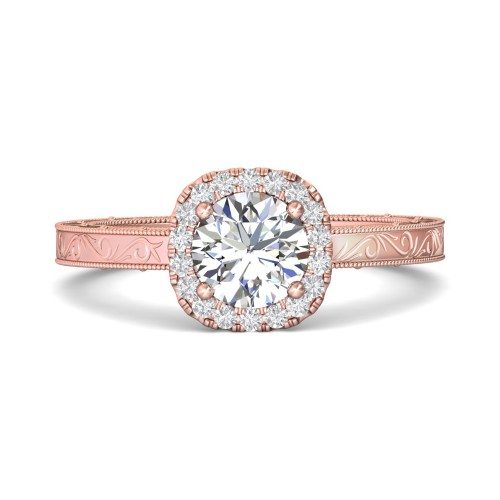 FlyerFit&reg; 14K Pink Gold Vintage Engagement Ring