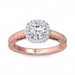FlyerFit® 18K Pink Gold Shank And White Gold Top Vintage Engagement Ring