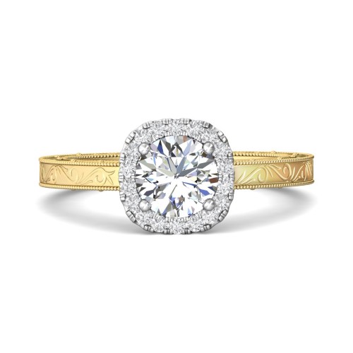 FlyerFit&reg; 14K Yellow and 14K White Gold Vintage Engagement Ring