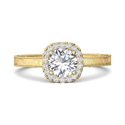 FlyerFit&reg; 18K Yellow Gold Vintage Engagement Ring