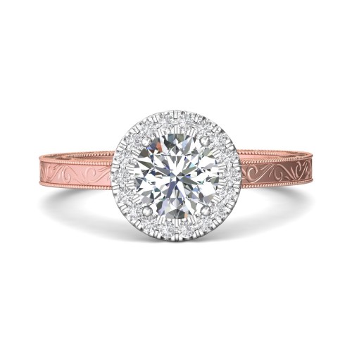 FlyerFit&reg; 14K Pink Gold Shank And White Gold Top Vintage Engagement Ring