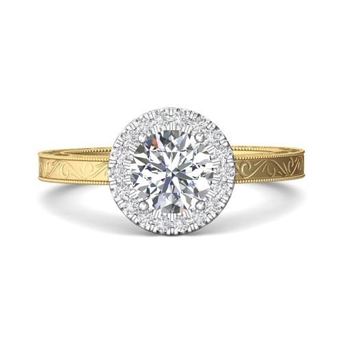 FlyerFit&reg; 14K Yellow and 14K White Gold Vintage Engagement Ring