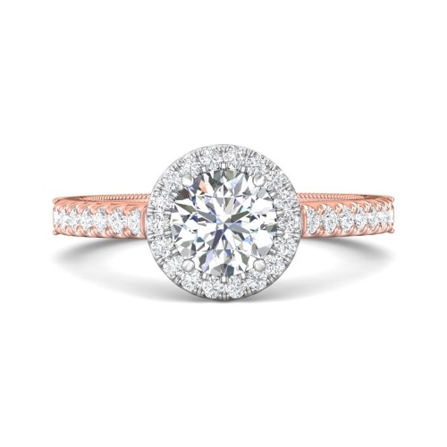 FlyerFit&reg; 14K Pink Gold Shank And White Gold Top Vintage Engagement Ring