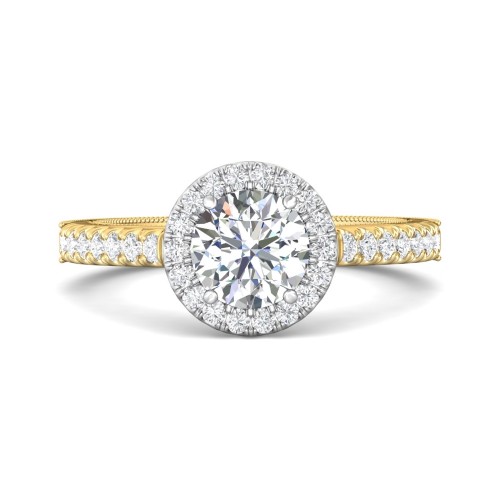 FlyerFit&reg; 18K Yellow Gold Shank And White Gold Top Vintage Engagement Ring