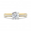 FlyerFit® 18K Yellow Gold Shank And White Gold Top Micropave Engagement Ring