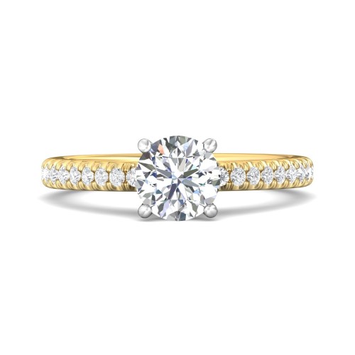 FlyerFit&reg; 18K Yellow Gold Shank And White Gold Top Micropave Engagement Ring