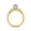 FlyerFit® 18K Yellow Gold Shank And White Gold Top Micropave Engagement Ring