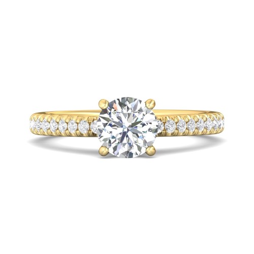 FlyerFit&reg; 18K Yellow Gold Micropave Engagement Ring